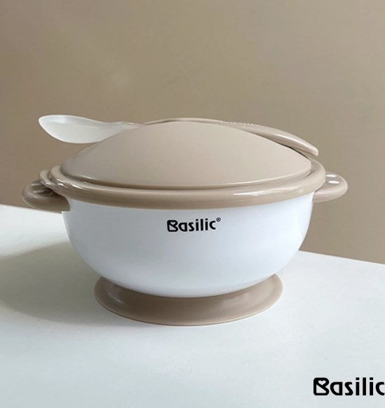 ∥Basilic貝喜力克∥ 吸盤碗組430ml (灰/奶茶)
