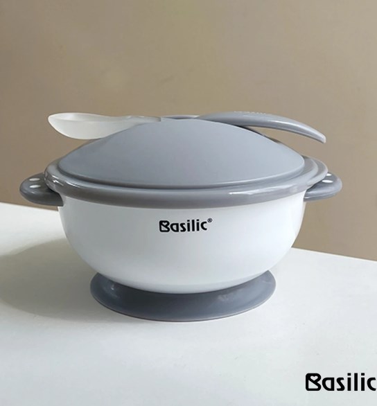 ∥Basilic貝喜力克∥ 吸盤碗組430ml (灰/奶茶)