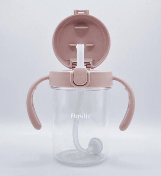 ∥Basilic貝喜力克∥ Tritan握把練習水杯260ml(奶茶/粉)