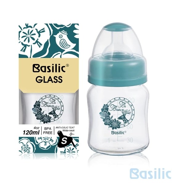 ∥Basilic貝喜力克∥ 防脹氣玻璃寬口小奶瓶 ( 120ml )