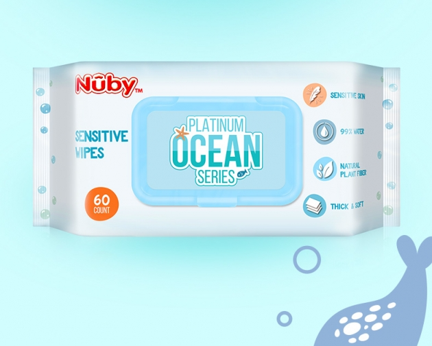 ∥NUBY∥ 海洋系列極厚柔濕巾（60抽／4包）