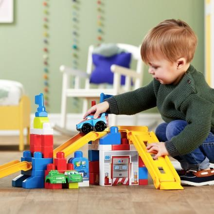 ∥費雪 Fisher-Price∥ 美高大積木賽車車庫情景套裝