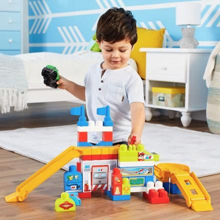 ∥費雪 Fisher-Price∥ 美高大積木賽車車庫情景套裝
