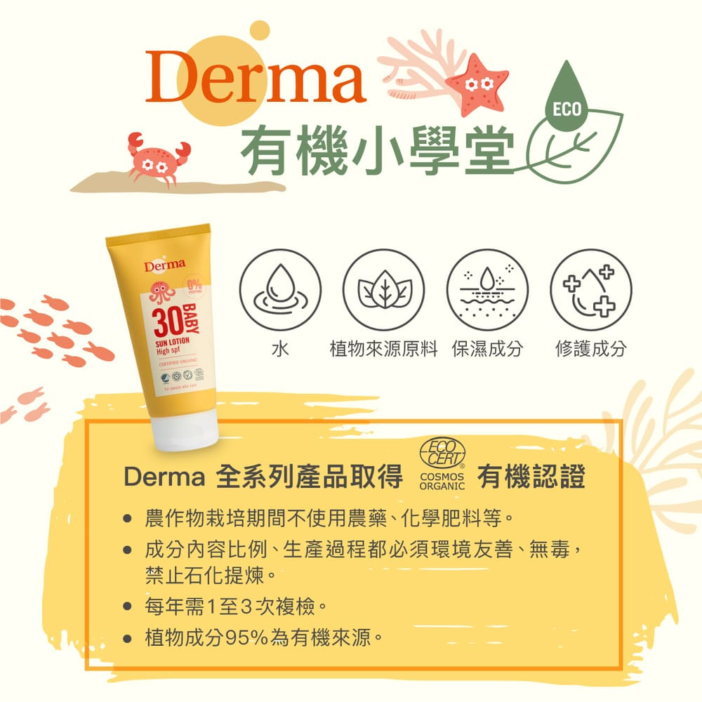 ∥丹麥德瑪 Derma∥ 寶寶有機防水純物理防曬霜150mL