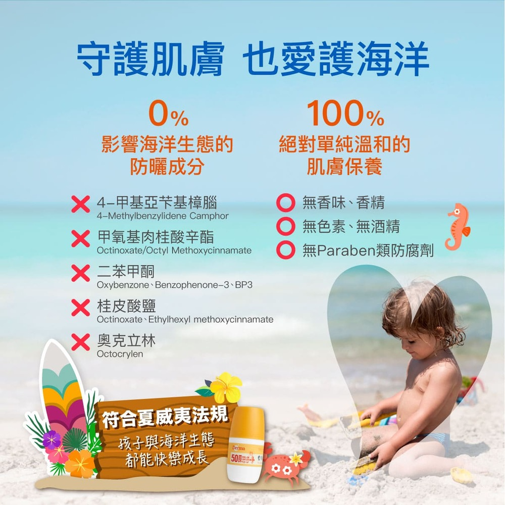 ∥丹麥德瑪 Derma∥ 兒童滾珠防水防曬乳50mL