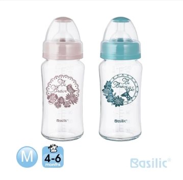 ∥Basilic貝喜力克∥ 防脹氣玻璃寬口中奶瓶 ( 240ml )