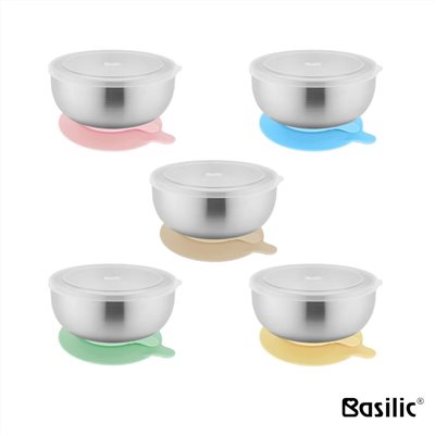 ∥Basilic貝喜力克∥ 不鏽鋼雙層隔熱吸盤碗 280ML
