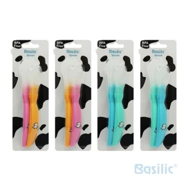 ∥Basilic貝喜力克∥ 乳牛安全湯匙2入 (大+小匙口) 顏色隨機出貨